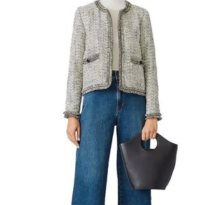 Cupcakes & Cashmere Chic Black and White Tweed Blazer Jacket Size Medium